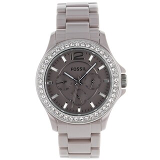 Fossil Women's CE1063 'Riley' Chronograph Beige Ceramic Watch