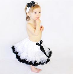 Headbandz White and Black Tutu/ Headband/ Bow 3-piece Set
