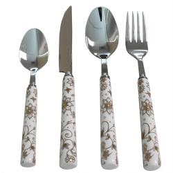 Casa Cortes Flower Glee 24-pc Stainless Steel Flatware Set with Utensil Caddy