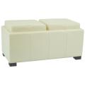 Mercer Double Tray Off-White Leather Storage Ottoman