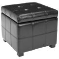 Broadway Black Leather Tufted Storage Ottoman