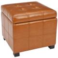 Broadway Saddle Leather Tufted Storage Ottoman