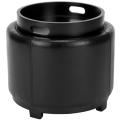 Broadway Single Tray Black Leather Storage Round Ottoman