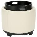 Broadway Single Tray Off-White Leather Storage Round Ottoman