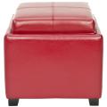 Broadway Single Tray Red Leather Storage Ottoman