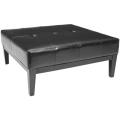 Broadway Black Leather Cocktail Ottoman
