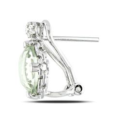 Sterling Silver Green Amethyst and Diamond Accent Earrings (G-H, I3)