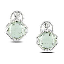 Miadora Sterling Silver Green Amethyst and Diamond Accent Earrings (G-H, I3)