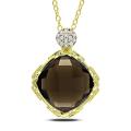 Goldtone Silver Smokey Quartz Diamond Accent Necklace (G-H, I3)