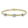 14k Yellow and White Gold 1/3ct TDW Diamond 'X' Bangle (G-H, SI1-SI2)