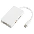 White 3-in-1 Mini DisplayPort to DisplayPort/ HDMI/ DVI F Adapter