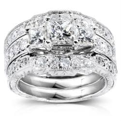 14k White Gold 1 7/8ct TDW Diamond Bridal Ring Set