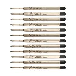 Parker Black Ink Medium Point Ballpoint Pen Refills (Pack of 12)