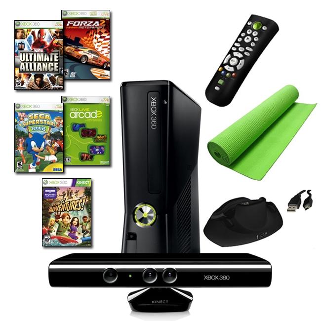 XBOX 360 Slim 4GB 5 Game Kinect Bundle with Accessories & Yoga Mat 13605923