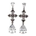 Silvertone Black and White Cubic Zirconia Earrings