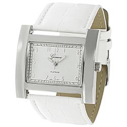 Geneva Platinum Women's Crocodile Faux Leather Strap Watch