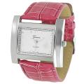 Geneva Platinum Women's Crocodile Faux Leather Strap Watch