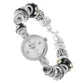 Geneva Platinum Women's Rhinestone-accented Beaded Toggle Watch