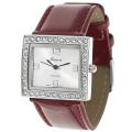 Geneva Platinum Women's Rhinestone-accented Red Strap Watch