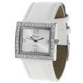 Geneva Platinum Women's Rhinestone-accented White Strap Watch