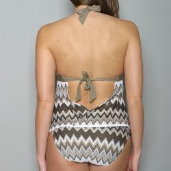 Perry Ellis Women's Zigzag Knit 2-piece Halter Tankini 