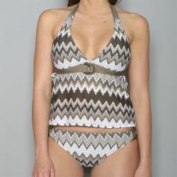 Perry Ellis Women's Zigzag Knit 2-piece Halter Tankini 