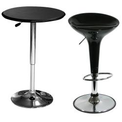 Adjustable Height 3-piece Chome/ Black Table and Chairs Set