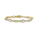 Glitzy Rocks 18k Gold over Silver Multi-gemstone and Diamond Bracelet