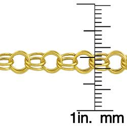 14k Yellow Gold 7.5-inch Round Double Link Charm Bracelet