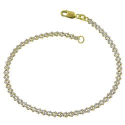 14k Two-tone Gold Diamond-cut Fancy Link Bracelet