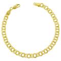 14k Yellow Gold 7.5-inch Round Double Link Charm Bracelet