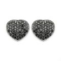 Sterling Silver 3/5ct TDW Black Diamond Heart Earrings