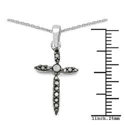 Sterling Silver 1/5ct TDW Black Diamond Cross Necklace