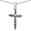 Sterling Silver 1/5ct TDW Black Diamond Cross Necklace