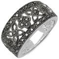 Sterling Silver 1/3ct TDW Black Diamond Filigree Flower Ring