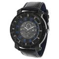Geneva Platinum Men's Rhinestone-accented Genuine Leather Watch