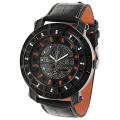 Geneva Platinum Men's Rhinestone-accented Genuine Leather Watch