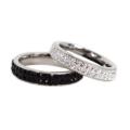 Stainless Steel Black and White Cubic Zirconia Eternity Band Set