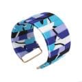 Goldtone Cool Colors Fabric Designed Cuff Bracelet