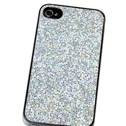 Silver Bling Rubber Coated Case for Apple iPhone 4