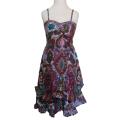 Women's Cotton Pink Floral Print Ruffle Dress (Nepal)