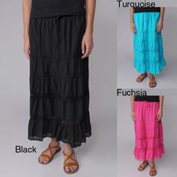 Provogue Women's Lace-detailed Peasant Skirt