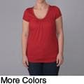 Journee Collection Women's Plus Size Embellished Neckline Short-sleeve