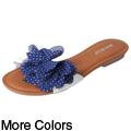 Journee Collection Women's 'Cosy-01' Floral Chiffon Accent Flat Sandal