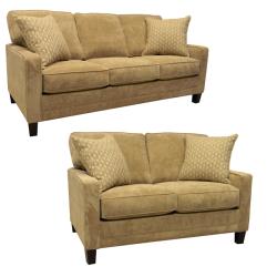 Liberty Sand Fabric Sofa Bed Sleeper and Loveseat