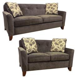 Brooke Charcoal Grey Fabric Sofa and Loveseat