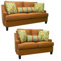 Joliet Burnt Orange Fabric Sofa Bed Sleeper and Loveseat