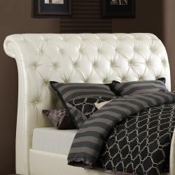 Castela Soft White Faux Leather Queen Sleigh Bed