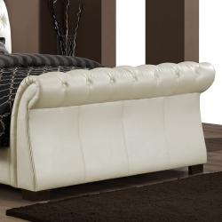 Castela Soft White Faux Leather Queen Sleigh Bed