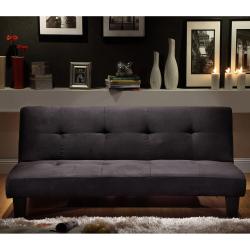 Bento Black Microfiber Suede Mini Futon Sofa Bed
